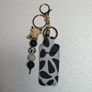 Highland Cow Bag Charm with Chap/lipstick Holder